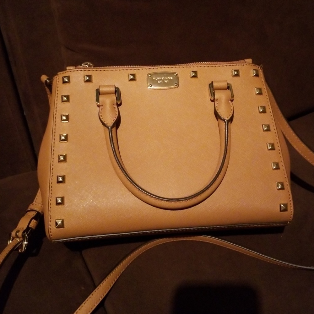 Michael Kors Kellen Studded Leather Satchel 